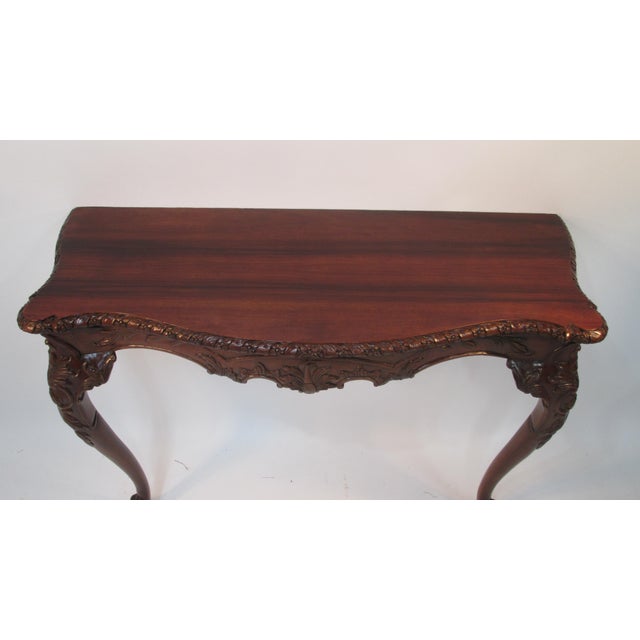 1940s Solid Mahogany and Rosewood Half Console Table For Sale - Image 4 of 13