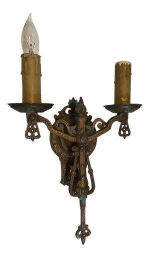 Antique Polychrome Double Wall Sconce