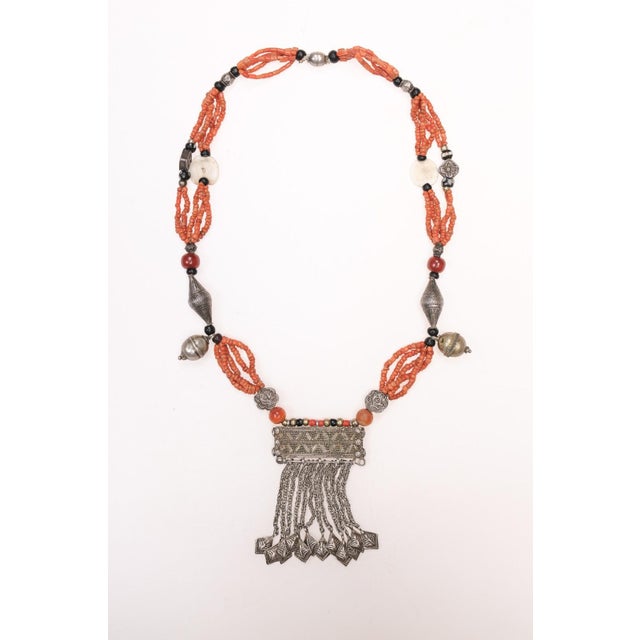 Antique Coral & Metal Beaded Necklace For Sale - Image 9 of 14