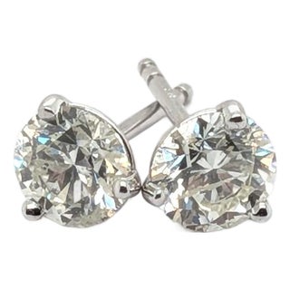 14k White Gold Diamond Stud Earrings ~1.23cts, Pair For Sale