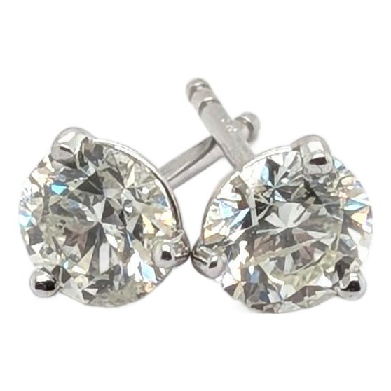14k White Gold Diamond Stud Earrings ~1.23cts, Pair For Sale