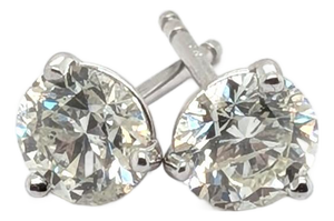 14k White Gold Diamond Stud Earrings ~1.23cts, Pair