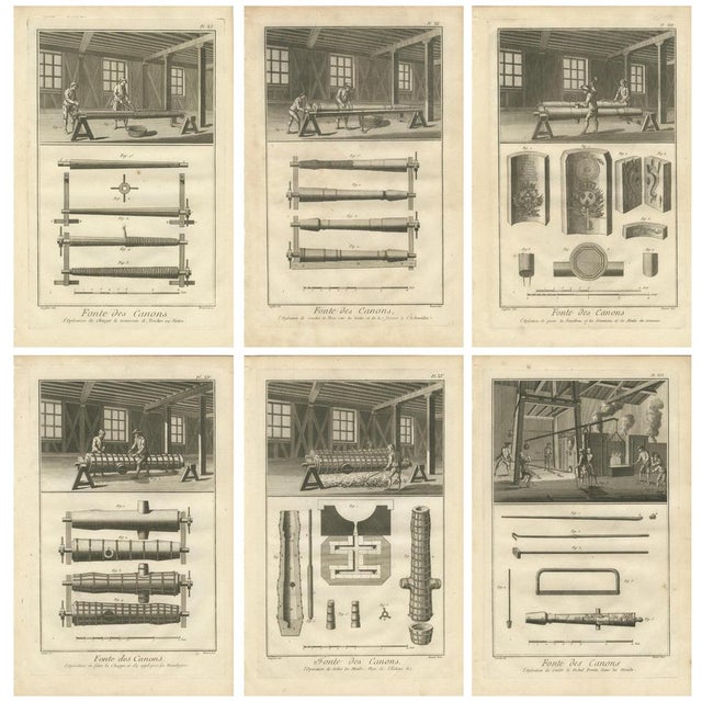 Intricate Process of Cannon Manufacturing, 1770, Paper, Set of 6 For Sale - Image 10 of 10