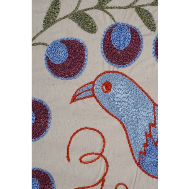 White Suzani Embroidered Cotton Cloth For Sale - Image 8 of 10