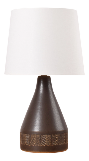 Danish Ceramic Table Lamp with Brown Glaze and Zig Zag Decor from Michael Andersen & Søn, 1960s
