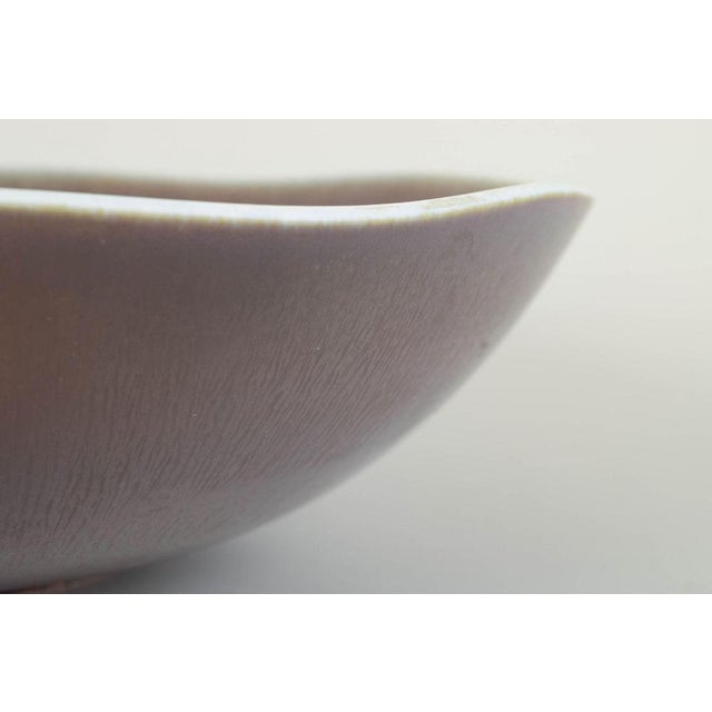 Large Stoneware Bowl in Brown Hares Fur Glaze by Berndt Friberg for Gustavberg Studio, 1964 For Sale - Image 3 of 5