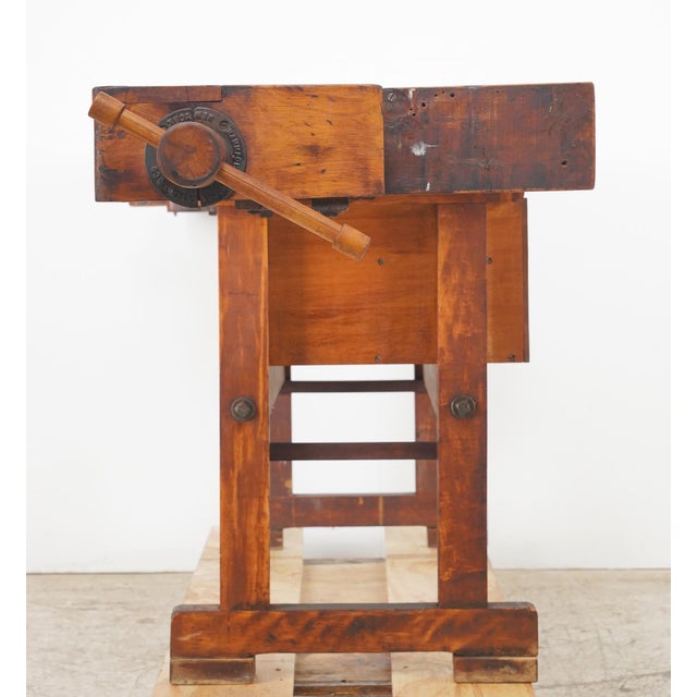 Vintage Industrial Woodworkers Workbench For Sale - Image 11 of 16
