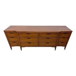 Mid-Century Modern Kent Coffey Tempo 12-Drawer Walnut Dresser For Sale