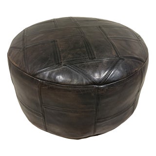 Black Patchwork Leather Pouf from De Sede, 1970s For Sale