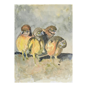 2006 Curious Little Owls Watercolor Painting