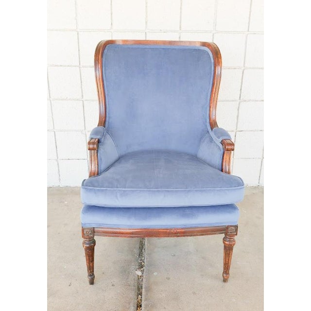 Bergere Blue Chair in Velveteen Chairish