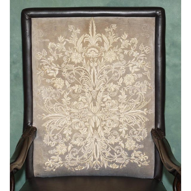 19th Century Antique Victorian Carolean Mahogany and Leather Throne Armchairs, 1880, Set of 2 For Sale - Image 5 of 18