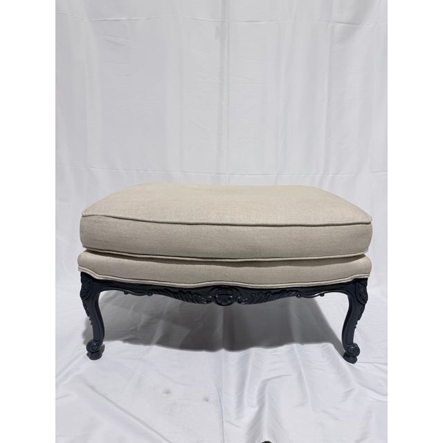 Custom French Bergère Lounge Chairs With Ottoman For Sale - Image 11 of 12