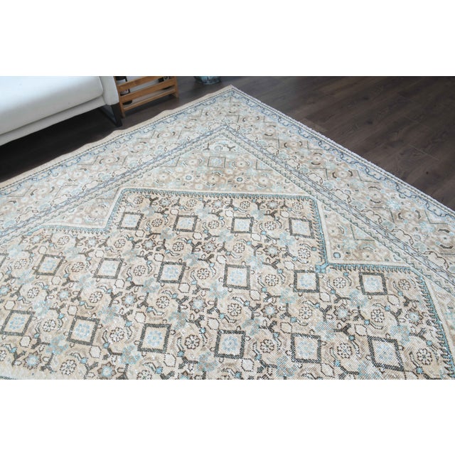 1970s 1970s Vintage Persian Handmade Wool Cotton Beige Area Rug For Sale - Image 5 of 11
