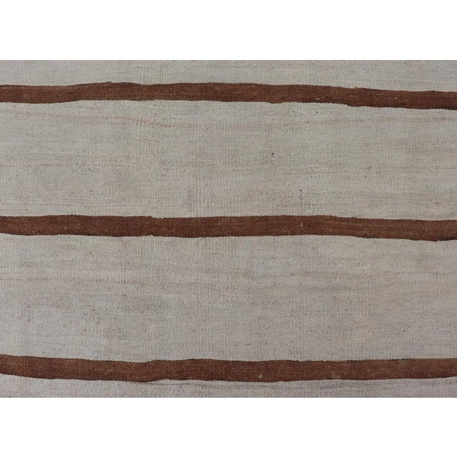Brown Mid 20th Century Vintage Turkish Flat-Weave Muted Colored Kilim in Ivory Brown and Light Tan For Sale - Image 8 of 11