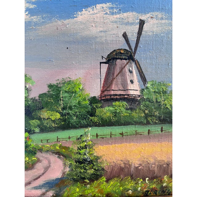 Green Vintage Original Cottage Landscape Oil Painting - Signed For Sale - Image 8 of 12