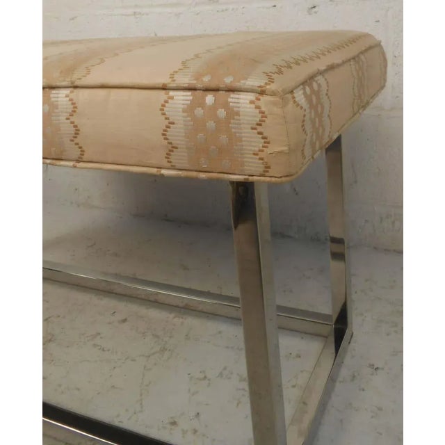 Mid-Century Modern Upholstered Bench With Solid Chrome Frame For Sale In New York - Image 6 of 11