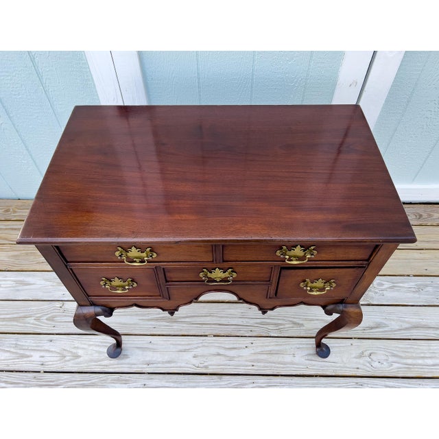 1800 to 1850s 19th Century Antique Lowboy Dresser With One Plank Mahogany Top and Cabriole Legs