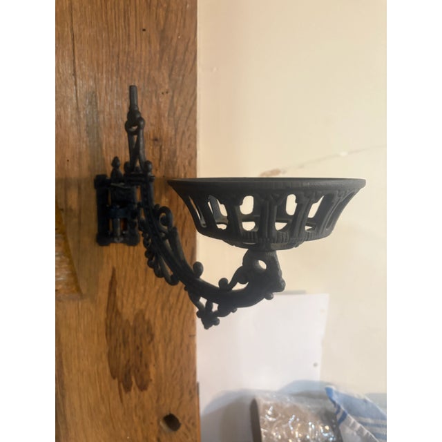 Metal Antique Wall Bracket Oil Lamp 1800's For Sale - Image 7 of 9