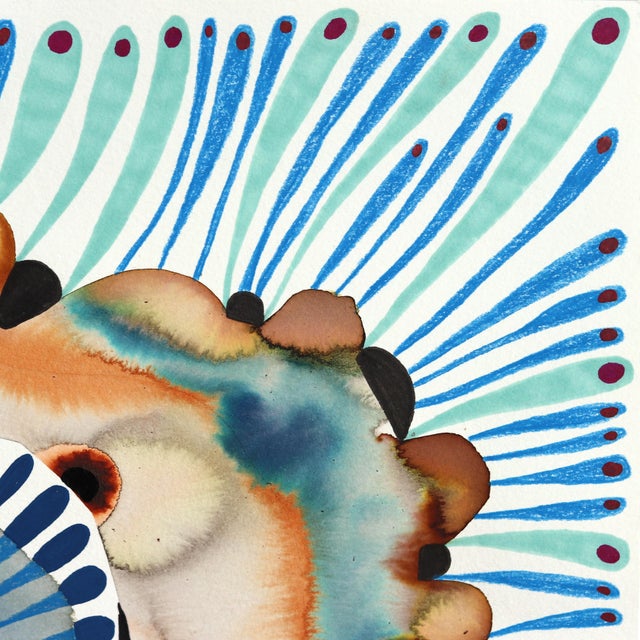 Abstract Plant in Pottery Pot 2 - Abstract Colorful Botanical Painting on Paper Original Artwork by Krisanne Souter For Sale - Image 3 of 7