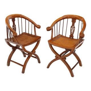 1970s Teak Horseshoe Back Lounge Chairs - a Pair For Sale
