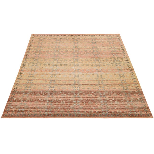 Transitional Khotan Patterned Wool Rug in Earthy Terracotta, Gold, and Sage For Sale In New York - Image 6 of 13