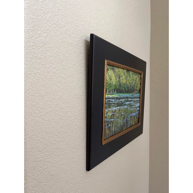 Contemporary Other Side of the Island by Sheri Farabaugh | Oil on Linen Landscape with water and trees For Sale - Image 3 of 4