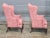 Pair of Late 20th Century Southwood Mahogany Queen Anne Style Wing Chairs Silk Damask Fabric For Sale In Cleveland - Image 6 of 11