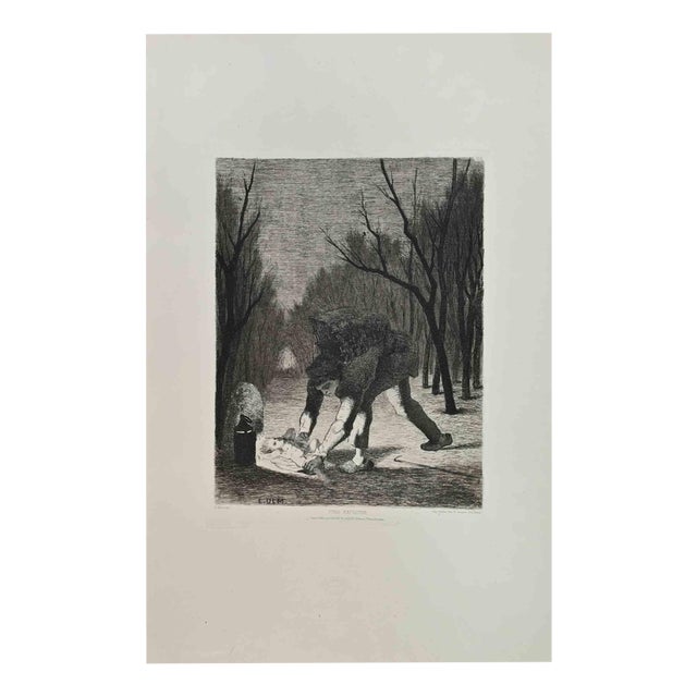 Edmond Ulm, Puer Expossitus, Etching, 1870s For Sale