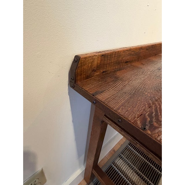 2020s Contemporary Reclaimed Maine Barn Wood Sofa Console Table – 1 Piece For Sale - Image 5 of 8