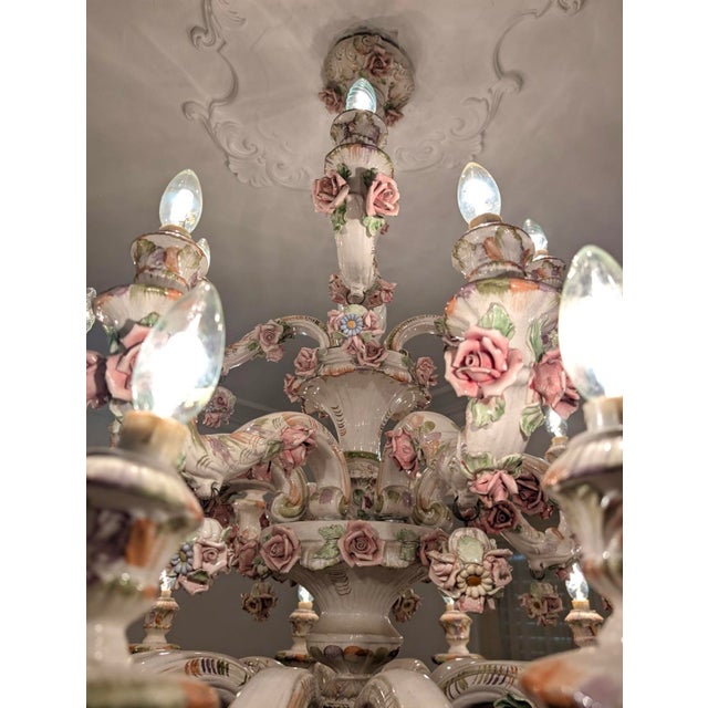1950s Large Italian Porcelain Three Tier Chandelier in the style of Capodimonte, 1950s For Sale - Image 5 of 13