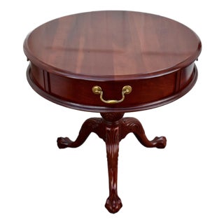 Pennsylvania House Mahogany Drum Table Vintage Pedestal Ball Claw Feet Side For Sale