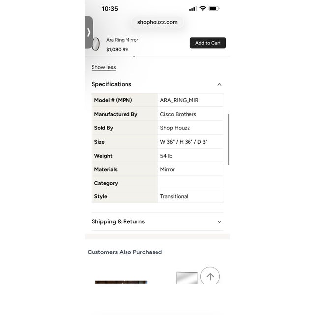 1990s Cisco Home Ara Ring Mirror For Sale - Image 5 of 7