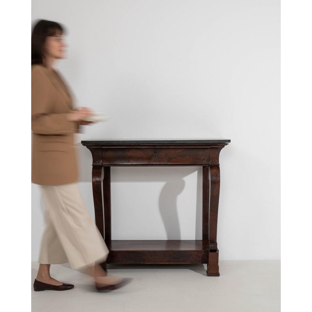 Brown 19th Century France Brown Wood Console Table For Sale - Image 8 of 11