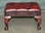 Gold Antique Deep Buttoned Oxblood Leather and Hardwood Ottoman For Sale - Image 8 of 11