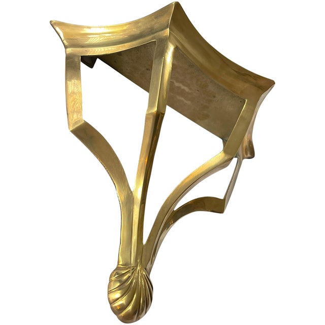 Set of 4 Vintage Solid Brass Chinoiserie Pagoda Wall Brackets With Shell Motif For Sale In Jacksonville, FL - Image 6 of 13