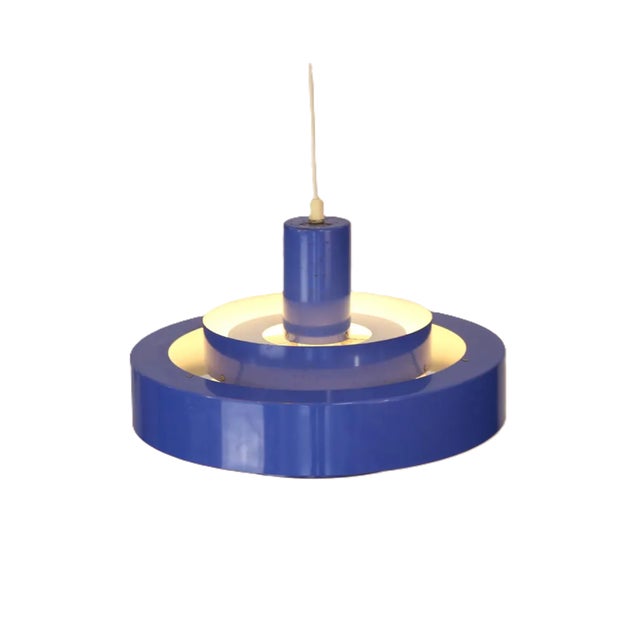 Fog & Mørup 1960s Hammerborg for Fog and Morup Danish Modern Blue Pendant Light For Sale - Image 4 of 5