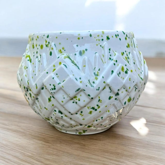Geometric Ceramic Planter Vase For Sale - Image 4 of 12