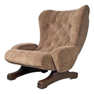 Italian Modern Chair in Brown Velvet and Wood by Guido Bonzanini for Tecnosalotti, 1970s For Sale