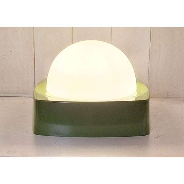 Green Vintage Ceiling Lamp with Green Plastic Housing and White Opal Glass Shade, 1970s For Sale - Image 8 of 8