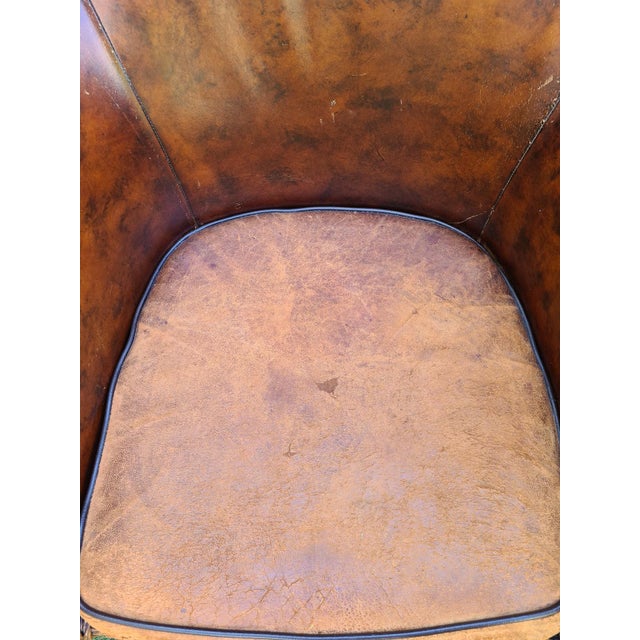 Safari Style Leather Club Chair with Wooden Frame and Woven Sides, 1970s For Sale - Image 9 of 11