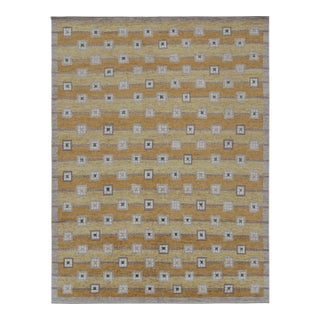 Rug & Kilim’s Scandinavian Style Custom Rug in Gold, Beige-Brown Geometric Patterns - 10x14 For Sale