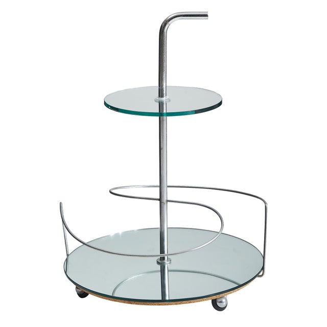 Bottle Holder Trolley with Mirror and Glass Shelves, 1990s For Sale - Image 4 of 4