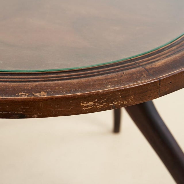 Wood and glass table attributed to gaetano borsani height: 46 diameter: 65 additional information style: vintage...