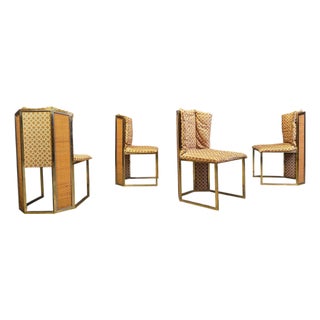 N. 6 Chairs in Brass Metal and Wicker from Mario Sabot, 1970s, Set of 4 For Sale