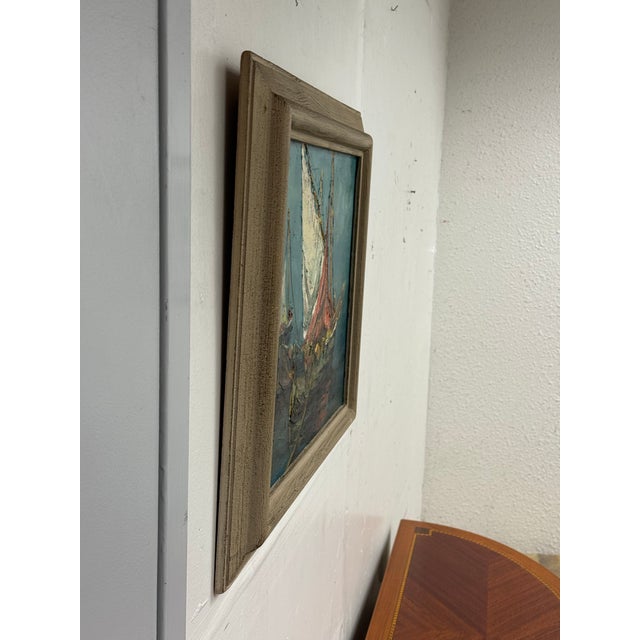 Late 20th Century J. Lamm Boats Seascape Oil Painting, Framed For Sale - Image 4 of 12
