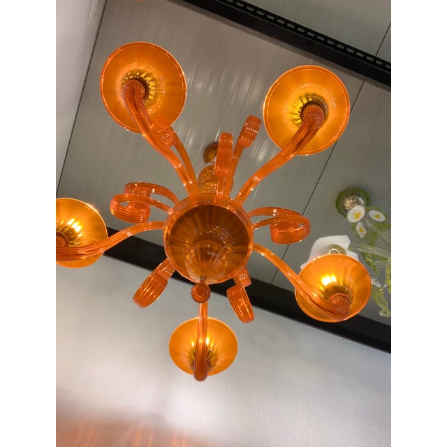 Contemporary Contemporary Translucent Orange Murano Glass Chandelier For Sale - Image 3 of 6
