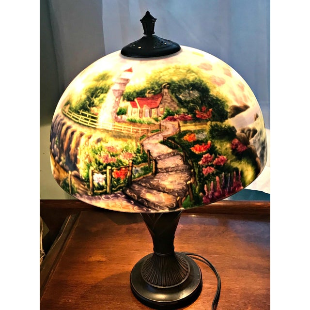 Thomas Kinkade Reverse Painting Table Lamp Chairish