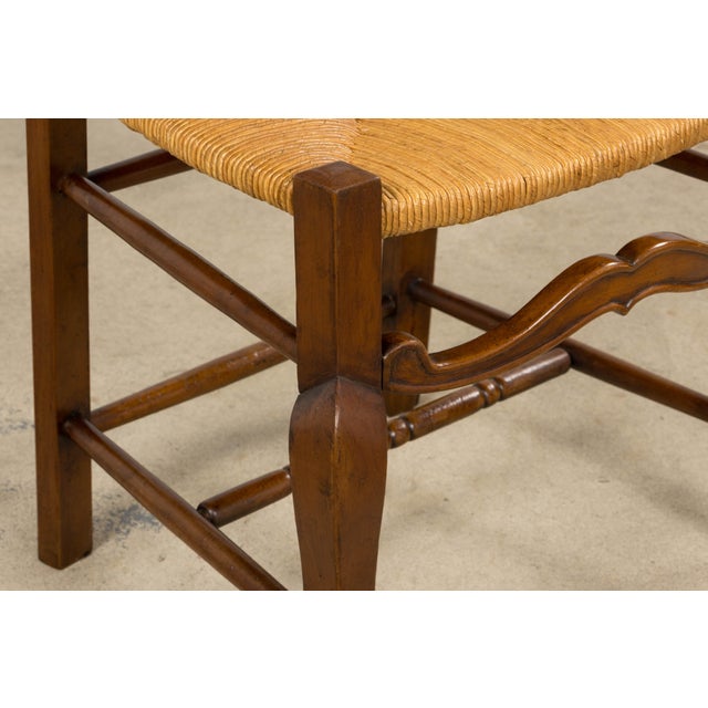 Antique French Provincial Walnut Dining Chairs With Rush Seats - Set of 8 For Sale - Image 14 of 18