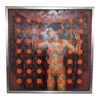 Large Contemporary Signed on Canvas "La Desmemoriada" by Roberto Marquez For Sale